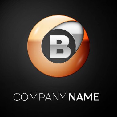B harfi vektör logo sembol siyah arka plan üzerinde renkli daire içinde. Tasarımınız için vektör şablonu