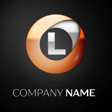L harfi vektör logo sembol siyah arka plan üzerinde renkli daire içinde. Tasarımınız için vektör şablonu