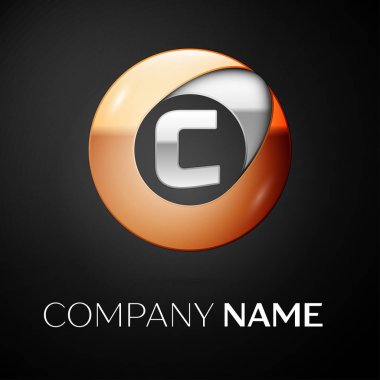 C harfi vektör logo sembol siyah arka plan üzerinde renkli daire içinde. Tasarımınız için vektör şablonu