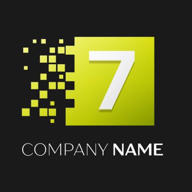 Yedi numaralı vektör logo sembol siyah arka plan üzerinde renkli meydanında. Tasarımınız için vektör şablonu