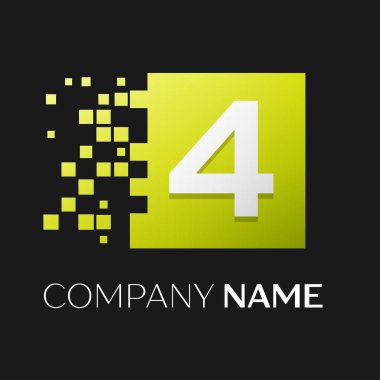 Dört numaralı vektör logo sembol siyah arka plan üzerinde renkli meydanında. Tasarımınız için vektör şablonu