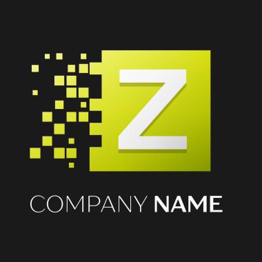 Z harfi vektör logo simge paramparça bloklar siyah arka plan üzerinde renkli kare. Tasarımınız için vektör şablonu