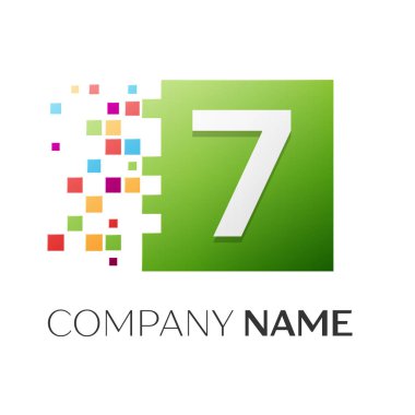 Yedi numaralı vektör logosu simgesi beyaz arka plan üzerinde renkli meydanında. Tasarımınız için vektör şablonu