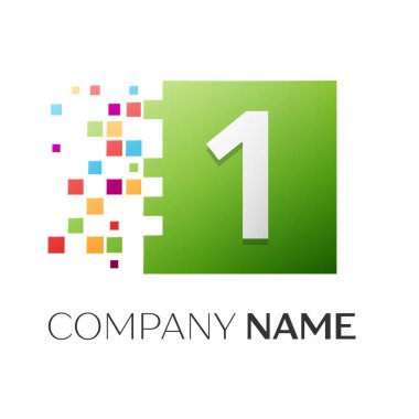 Bir numaralı vektör logosu simgesi beyaz arka plan üzerinde renkli meydanında. Tasarımınız için vektör şablonu