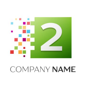 İki numaralı vektör logosu simgesi beyaz arka plan üzerinde renkli meydanında. Tasarımınız için vektör şablonu