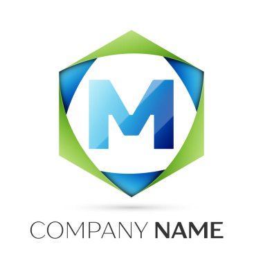 A harfi vektör logo simge renkli gri arka plan üzerine altıgen. Tasarımınız için vektör şablonu