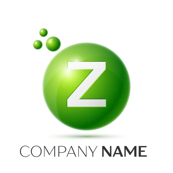 Z Letter splash logo. Зеленые точки и рисунок пузырька на сером фоне. Векторная миграция — стоковый вектор