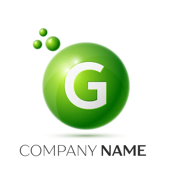 G Letter splash logo. Зеленые точки и рисунок пузырька на сером фоне. Векторная миграция — стоковый вектор