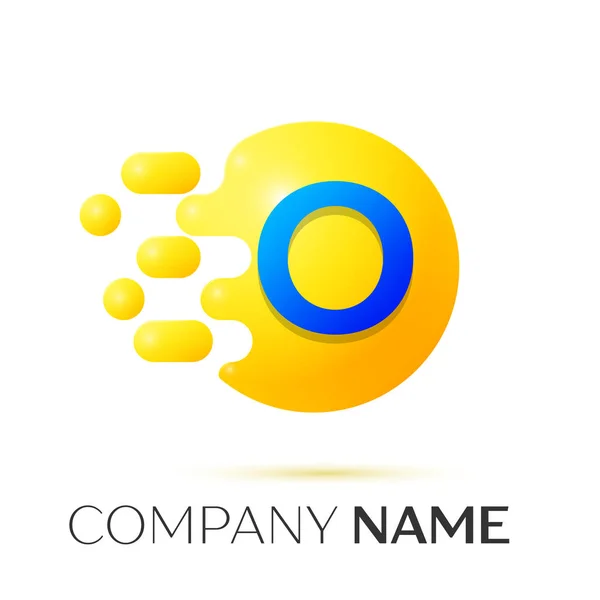 Dopis O úvodní logo. Žluté tečky a kruh bublina dopis design na šedém pozadí. Vektorové ilustrace — Stockový vektor
