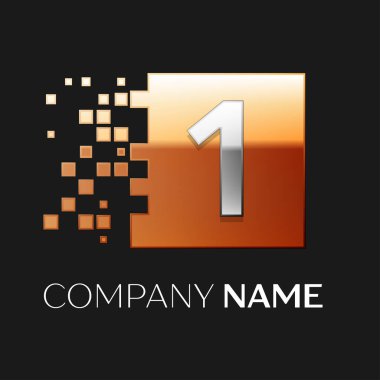 Bir numaralı vektör logo simge siyah ba renkli kare