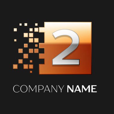İki numaralı vektör logo simge siyah ba renkli kare