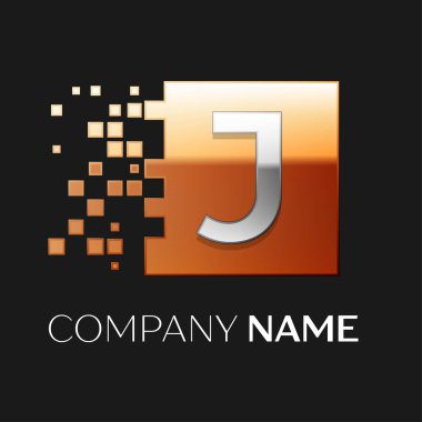 Shattere renkli kare J harfi vektör logo simge