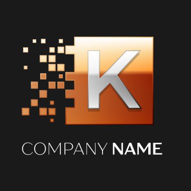 K harfi vektör logo simge shattere renkli kare