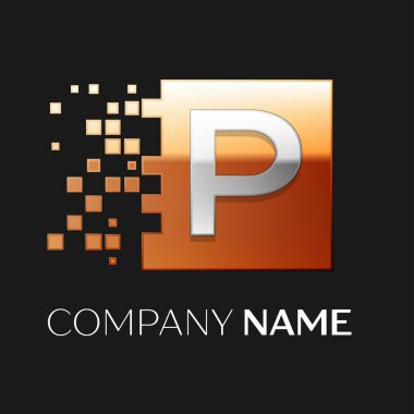 Mektup P shattere renkli kare logo simge vektör
