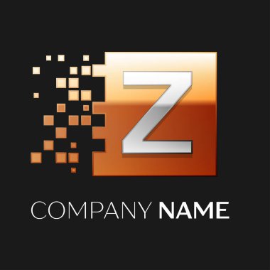 Z harfi vektör logo simge shattere renkli kare