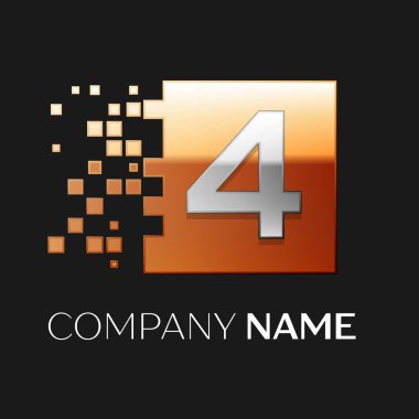 Dört numaralı vektör logo simge siyah b renkli kare