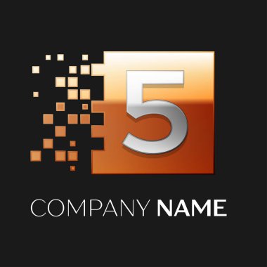 Beş numaralı vektör logo simge siyah b renkli kare