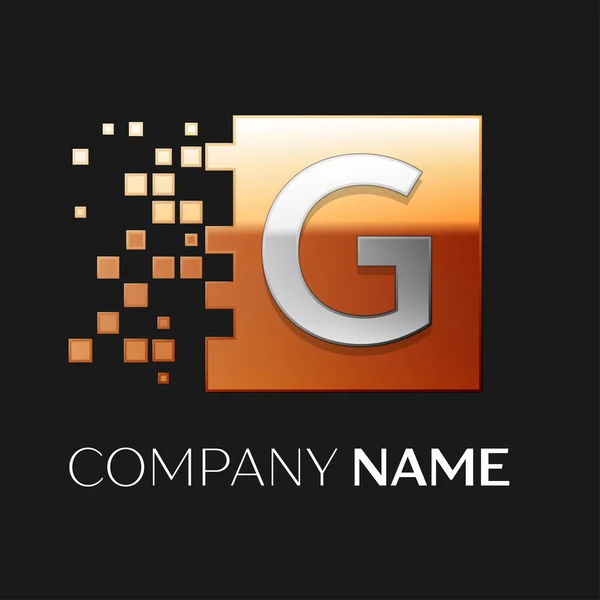 Litera G simbol logo vector în pătratul colorat cu spărtură — Vector de stoc