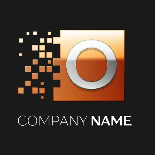 Letra O símbolo do logotipo do vetor no quadrado colorido com shattere — Vetor de Stock