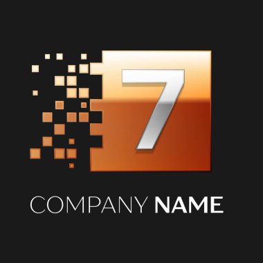 Yedi numaralı vektör logo sembol siyah arka plan üzerinde renkli meydanında. Tasarımınız için vektör şablonu