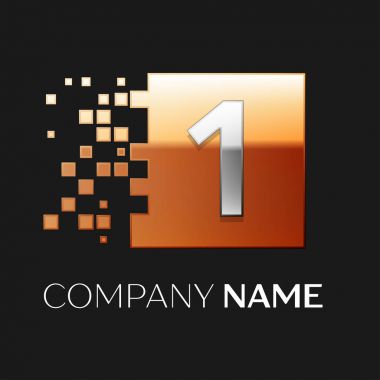 Bir numaralı vektör logo sembol siyah arka plan üzerinde renkli meydanında. Tasarımınız için vektör şablonu
