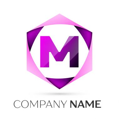 A harfi vektör logo simge renkli gri arka plan üzerine altıgen. Tasarımınız için vektör şablonu