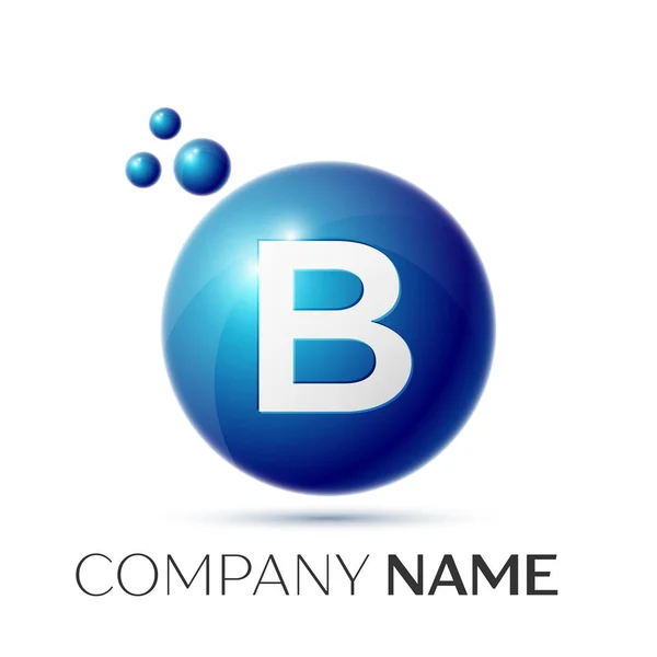 B logotipo carta respingo. Pontos azuis e círculo bolha letra design no fundo cinza. Ilustração vetorial —  Vetores de Stock