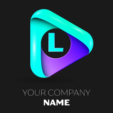L harfi vektör logo sembol siyah arka plan üzerinde renkli üçgen içinde. Tasarımınız için vektör şablonu