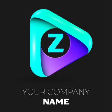 Z harfi vektör logo sembol siyah arka plan üzerinde renkli üçgen içinde. Tasarımınız için vektör şablonu