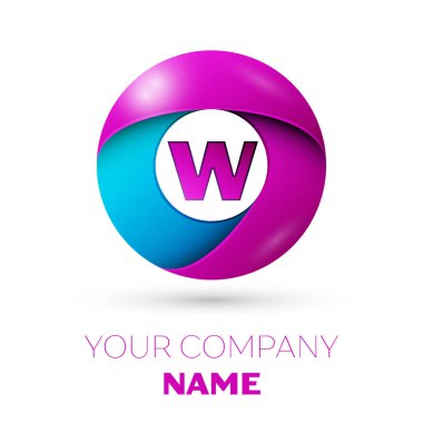 Harf W vektör logosu simgesi beyaz arka plan üzerinde renkli daire içinde. Tasarımınız için vektör şablonu