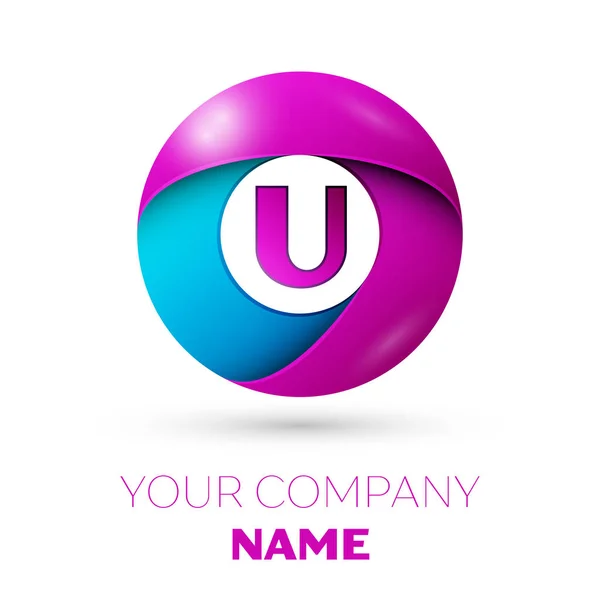 Symbole du logo vectoriel de la lettre U dans le cercle coloré sur fond blanc. Modèle vectoriel pour votre conception — Image vectorielle