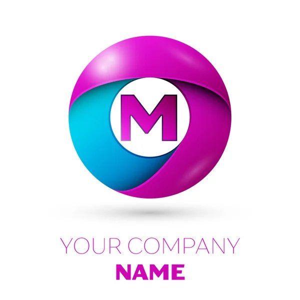 Letra símbolo do logotipo do vetor M no círculo colorido no fundo branco. Modelo de vetor para o seu projeto —  Vetores de Stock