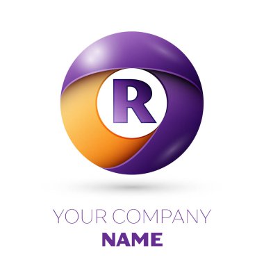 Harf R vektör logosu simgesi beyaz arka plan üzerinde renkli daire içinde. Tasarımınız için vektör şablonu