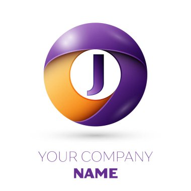 J harfi vektör logosu simgesi beyaz arka plan üzerinde renkli daire içinde. Tasarımınız için vektör şablonu