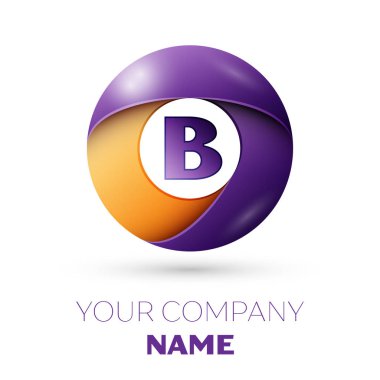 B harfi vektör logosu simgesi beyaz arka plan üzerinde renkli daire içinde. Tasarımınız için vektör şablonu