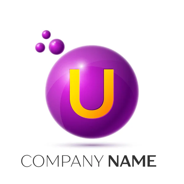 U 信飞溅徽标。紫色的点和圆泡沫信设计在灰色的背景上。矢量图 — 图库矢量图片