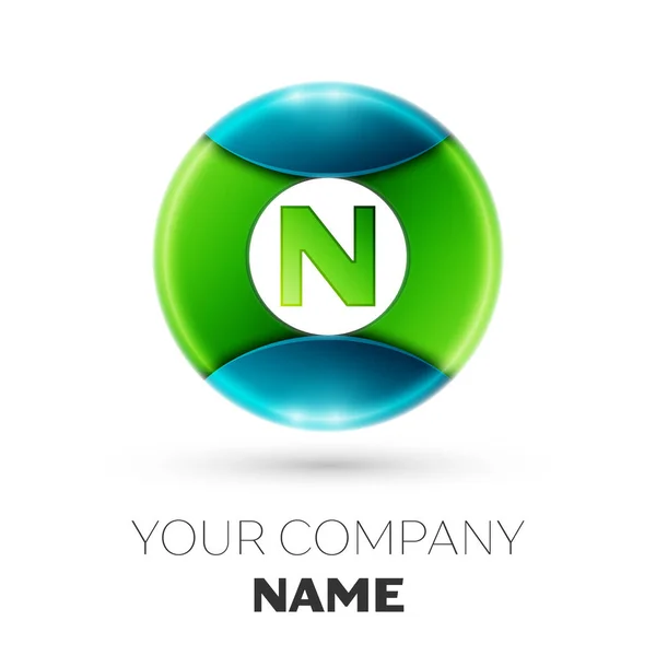Realistiska bokstaven N vektor logotypen symbol i färgglada cirklar på vit bakgrund. Vector mall för din design — Stock vektor
