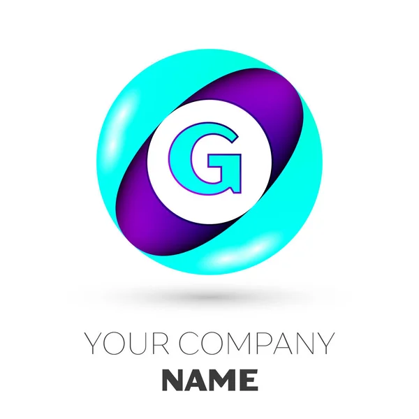 Realistiska bokstaven G vektor logotypen symbol i färgglada cirklar på vit bakgrund. Vector mall för din design — Stock vektor