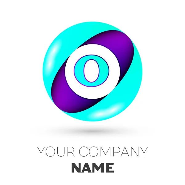 Realistic Letter O vector logo symbol in the colorful circle on white background. Vector template for your design — Stock Vector