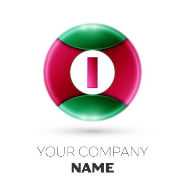 Beyaz arka plan üzerinde renkli daire içinde logo simge vektör gerçekçi mektup. Tasarımınız için vektör şablonu