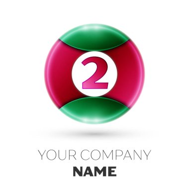 Gerçekçi iki numaralı vektör logosu simgesi beyaz arka plan üzerinde renkli daire içinde. Tasarımınız için vektör şablonu