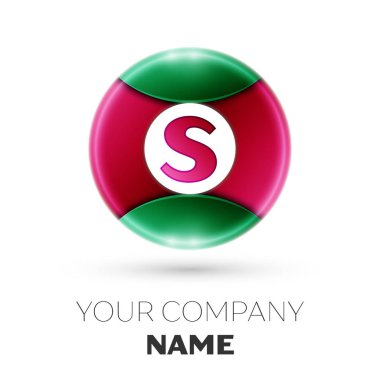 Gerçekçi S harfi vektör logosu simgesi beyaz arka plan üzerinde renkli daire içinde. Tasarımınız için vektör şablonu