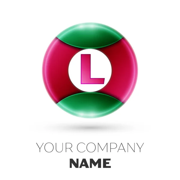 Реалістична літера L Векторний логотип у барвистому колі на білому тлі. Векторний шаблон вашого дизайну — стоковий вектор