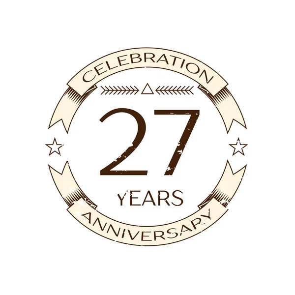 Reális huszonhét éves évforduló ünneplés logó gyűrű és a szalag fehér háttér. A design vektor sablon — Stock Vector