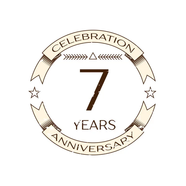 Reális hét év évforduló ünneplés logó gyűrű és a szalag fehér háttér. A design vektor sablon — Stock Vector