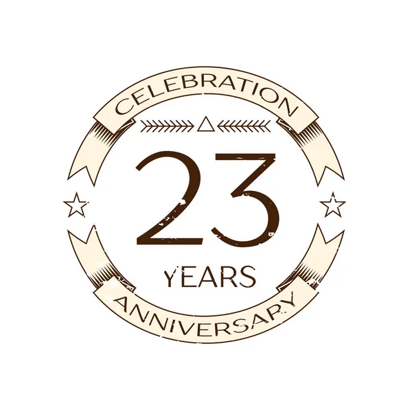 Realistyczne dwadzieścia trzy lata rocznica obchodów logo z pierścieniem i wstążki na białe tło. Wektor szablon dla Twojego projektu — Wektor stockowy