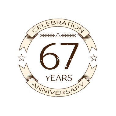Gerçekçi altmış yedi yıl yıldönümü kutlama logo halkalı ve şerit beyaz arka plan üzerinde. Tasarımınız için vektör şablonu