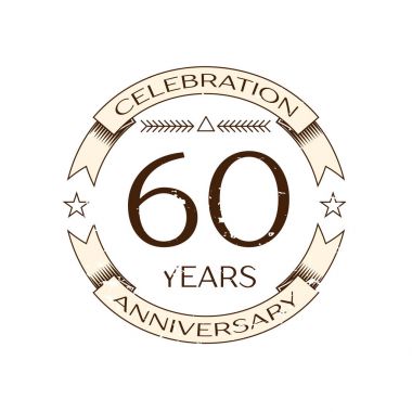 Gerçekçi altmış yıl yıldönümü kutlama logo halkalı ve şerit beyaz arka plan üzerinde. Tasarımınız için vektör şablonu