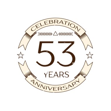 Gerçekçi elli üç yıl yıldönümü kutlama logo halkalı ve şerit beyaz arka plan üzerinde. Tasarımınız için vektör şablonu