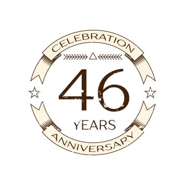 Gerçekçi kırk altı yıl yıldönümü kutlama logo halkalı ve şerit beyaz arka plan üzerinde. Tasarımınız için vektör şablonu